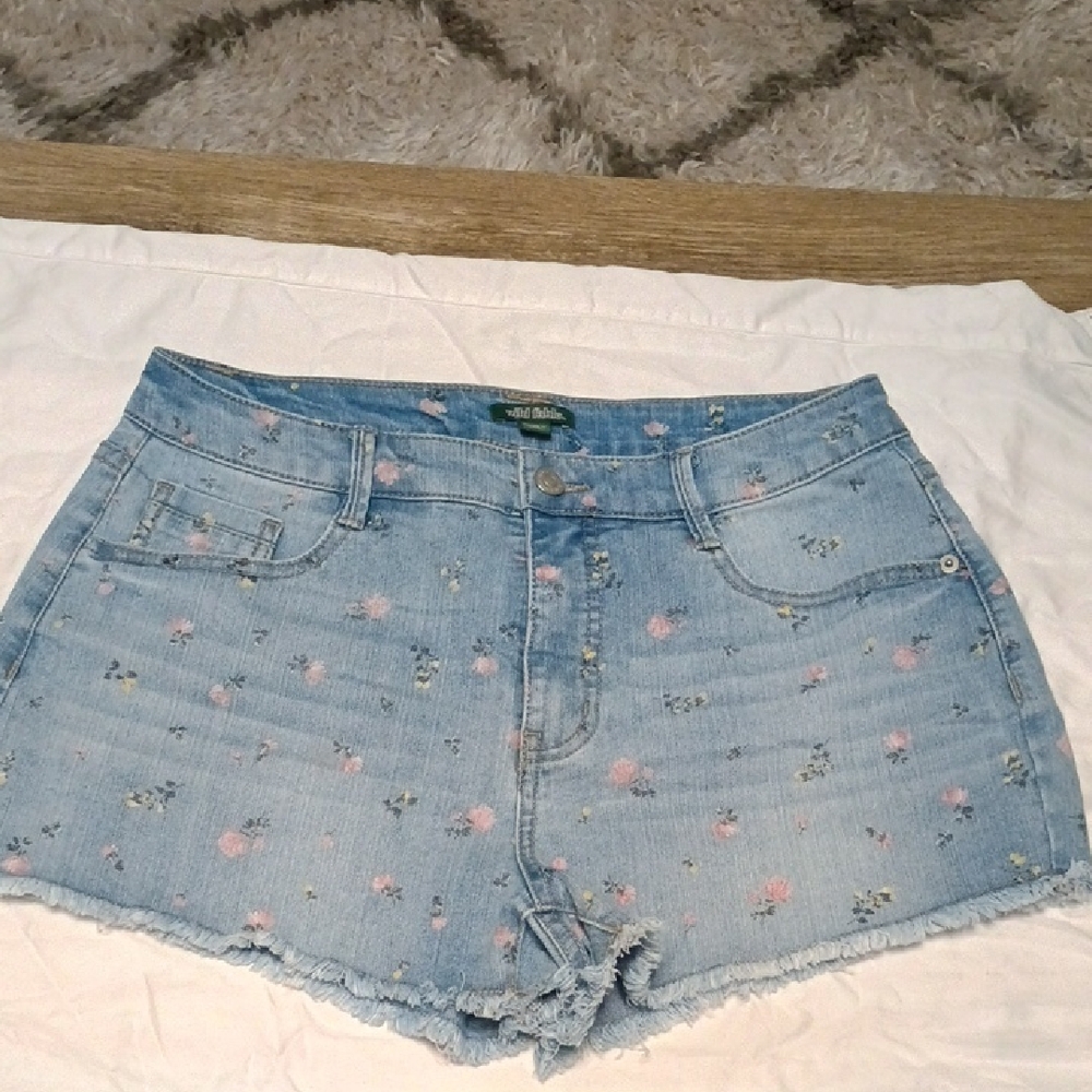 Wild Fable Blue and Pink Distressed Jean Shorts